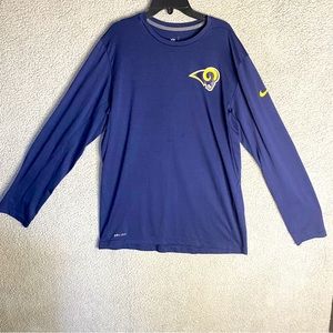 AH 
Nike NFL Rams Top Mens M Blue Long Sleeve Workout Football Sports